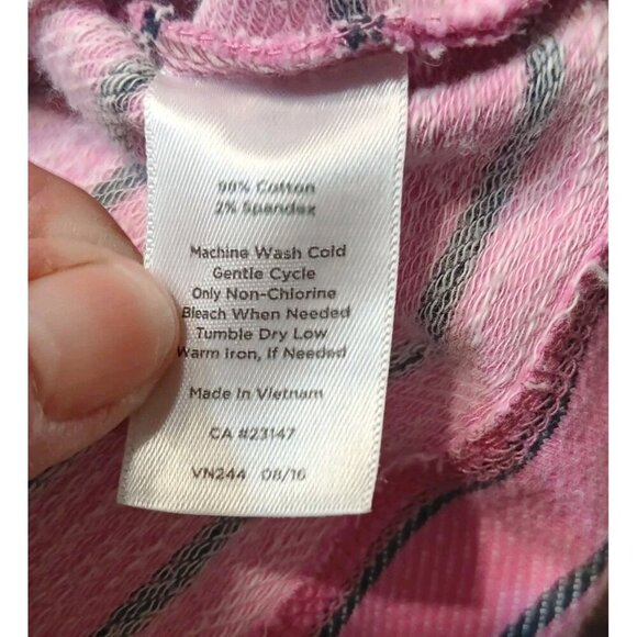 Talbots XS Women's Mock Neck Sweatshirt, Pink with Blue Stripe And Drawstring - Picture 7 of 7
